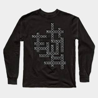 (1950TVOTSB-D) Crossword pattern with words from a famous 1950 science fiction book. [Dark Background] Long Sleeve T-Shirt